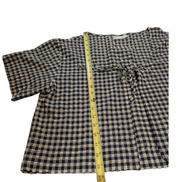 VRG GRL black-and-cream gingham tie-front boxy blouse, Size S - Picture 7 of 11
